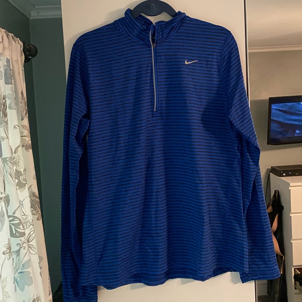 Nike Dri fit, striped pull over half zip